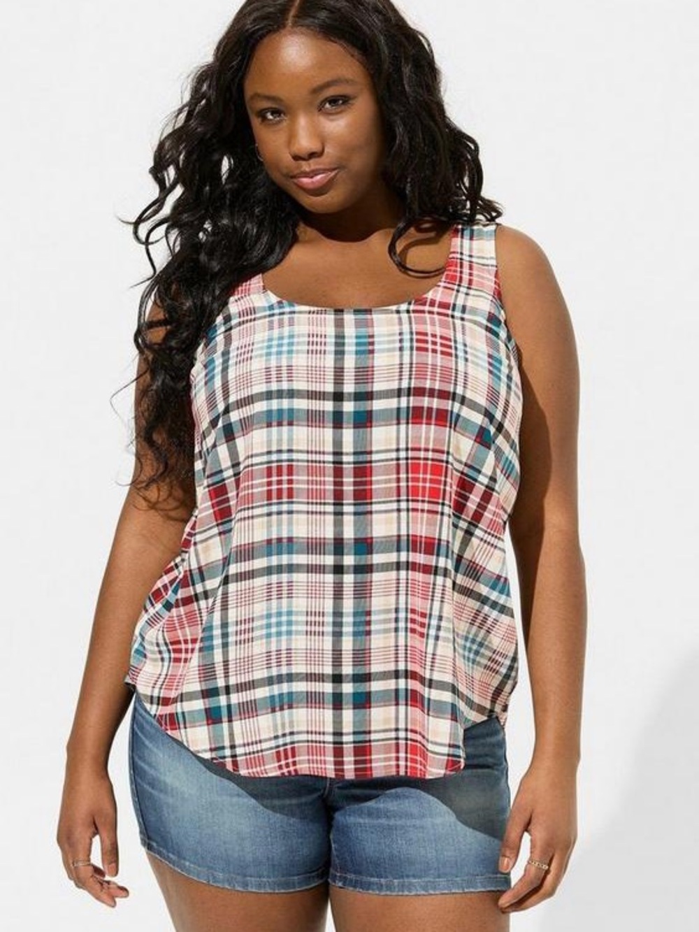 Torrid Challis Back Criss Cross Plaid Tank Size 2 (18/20/2X) EUC Preppy Classic
